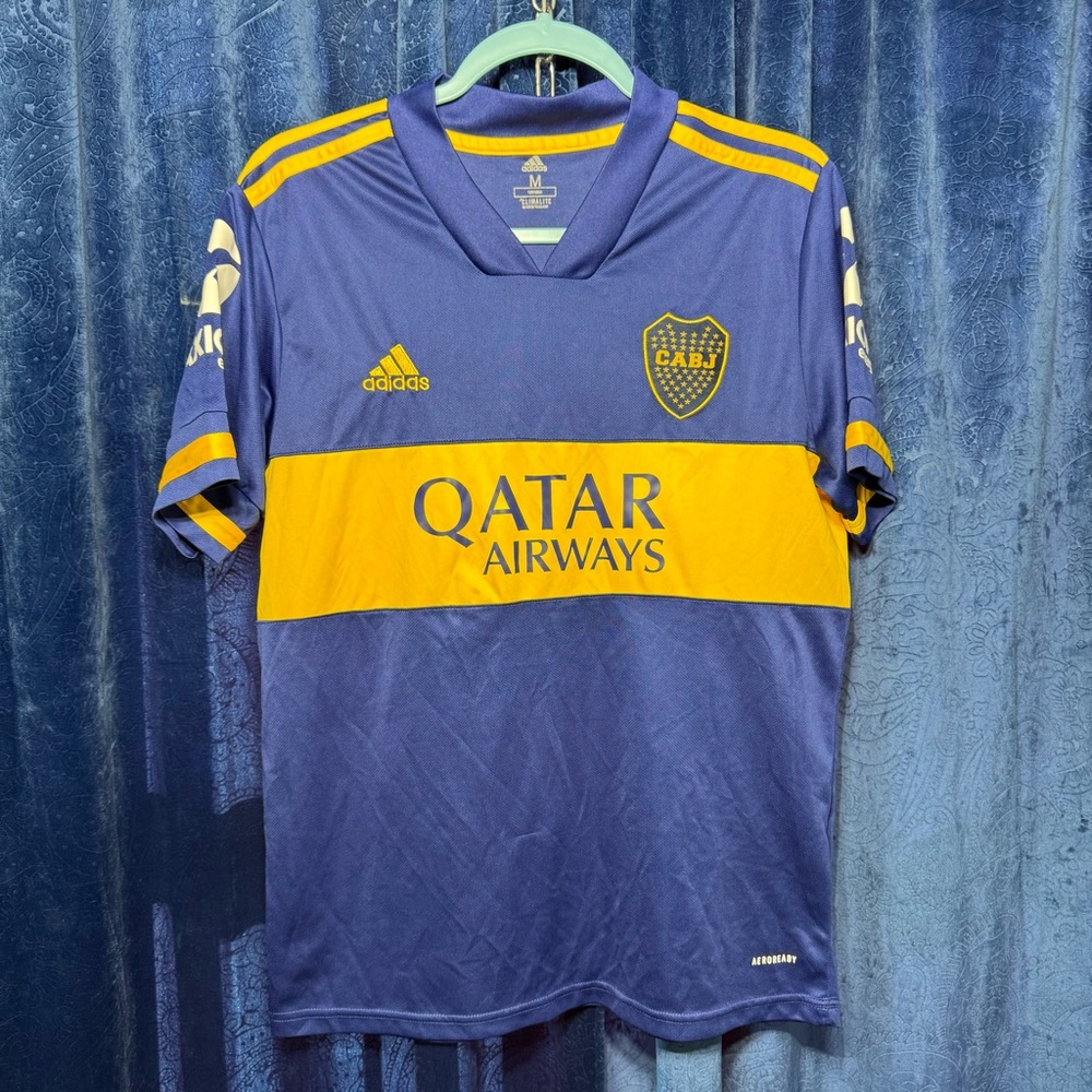Boca Jrs CABJ Adidas Navy and Gold Soccer Jersey